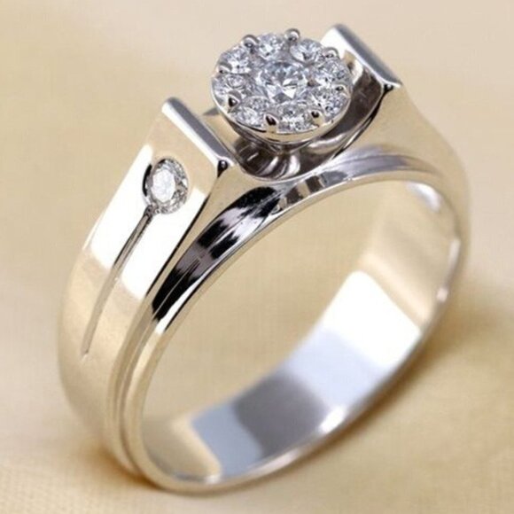 🎁Dainty Pure Cubic Round Flower Gemstone CZ Rings For Women, PD251 - Picture 2 of 3